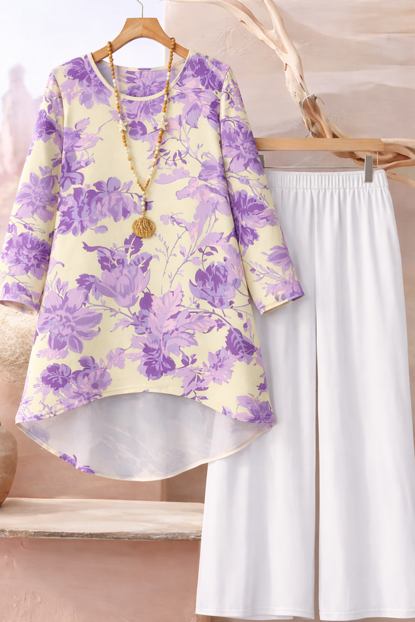 🌸 Spandex Floral Printed Top & Pant Set 🌸