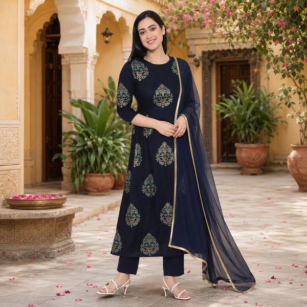 🌸 Women’s Ethnic Printed Kurti & Pant Set