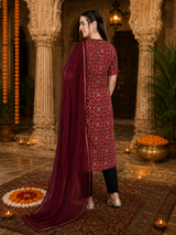🌸 Ethnic Cotton Printed Kurti Pant Set for Women