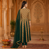 Women floral Print cotton Anarkali Kurta pant dupatta set