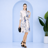 Garden Glam Knee-Length Floral Crepe Party Dress