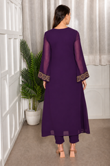 Designer Embroidered Georgette Ethnic Top Pant Set