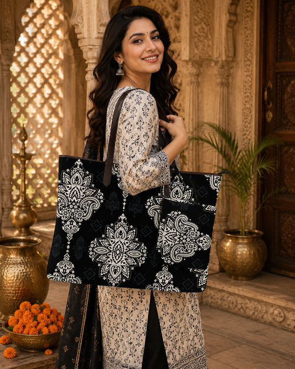 ETHNIHIC BIG PAISLEY PRINT TOTE BAG