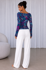 Floral Printed Spandex Top & Pant Co-ord Set for Women