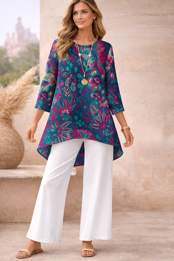 🌸 Spandex Floral Printed Top & Pant Set 🌸