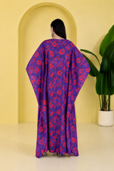 Blossom Satin Kaftan – Elegant Floral Print Lounge & Resort Wear