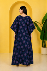Floral Blossom Satin Kaftan – Elegant Floral Print Lounge & Resort Wear