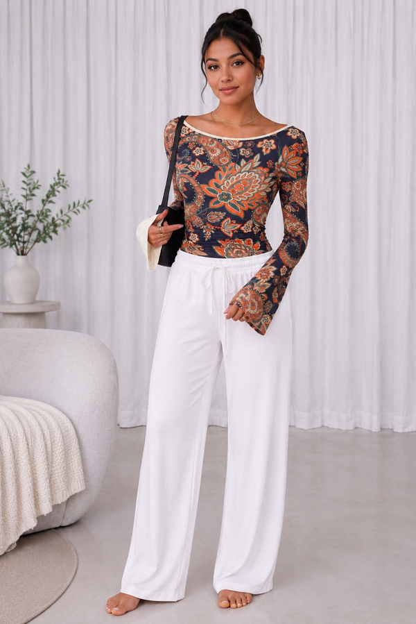 Floral Printed Spandex Top & Pant Co-ord Set for Women