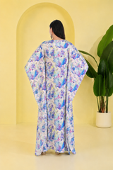 Floral Blossom Satin Kaftan – Elegant Floral Print Lounge & Resort Wear