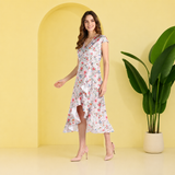 Elegant Floral Printed Crepe Dress