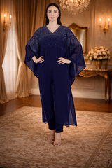 Women's Sequins Motifs Embellished Georgette Kaftan Set