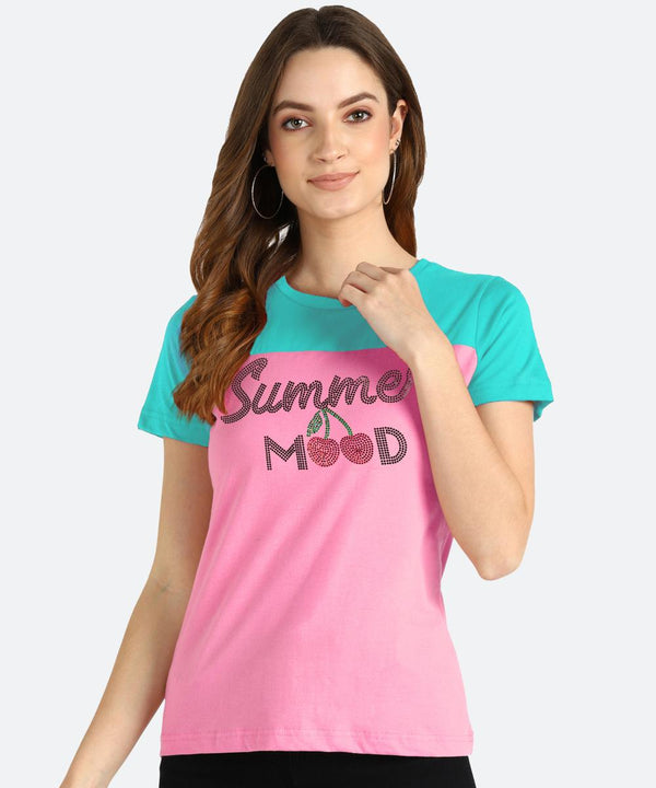 Women's Sequins Motifs Embellished Cotton T-shirt