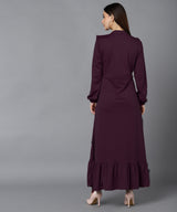 WOMEN PLEATED MAXI DRESS SHV 180 PURPLE