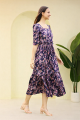 Sleek Sophisticated floral print Spandex Dress