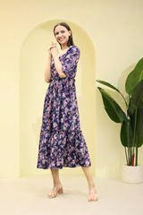 Sleek Sophisticated floral print Spandex Dress