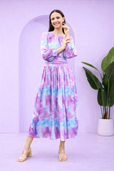 Ethereal Flow Marble Print Maxi Spandex Dress