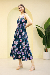 Blooming Grace Spaghetti Strap Floral Spandex Dress