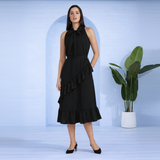 Chic Frilled Crepe Dress