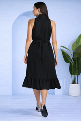 Chic Frilled Crepe Dress