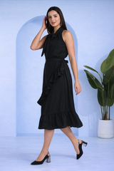 Chic Frilled Crepe Dress
