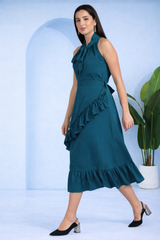 Chic Frilled Crepe Dress