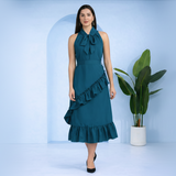 Chic Frilled Crepe Dress