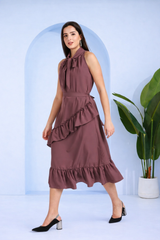 Chic Frilled Crepe Dress
