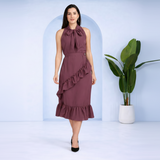 Chic Frilled Crepe Dress
