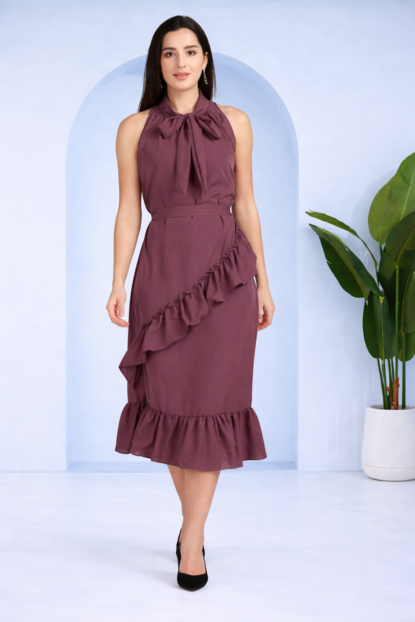 Chic Frilled Crepe Dress