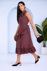 Chic Frilled Crepe Dress