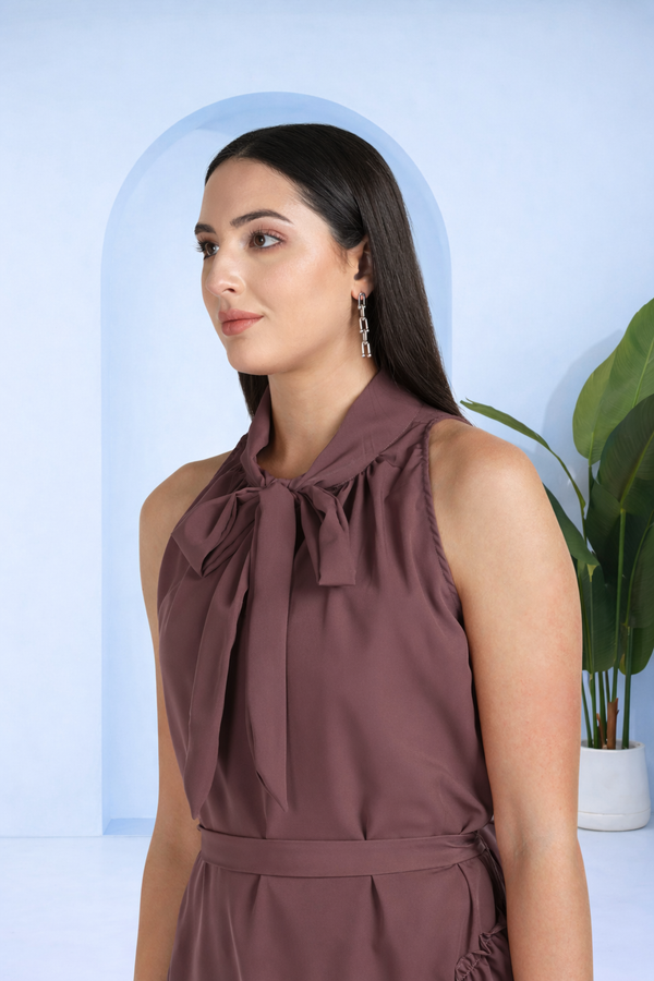 Chic Frilled Crepe Dress