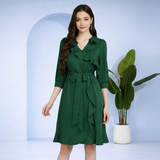 ✨ Frilled Ankle-Length Polyester Dress ✨
