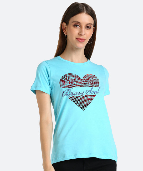 Women's Sequin Motifs Embellished cotton T-shirt