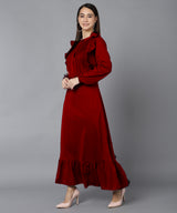 WOMEN PLEATED MAXI DRESS SHV 180 RED