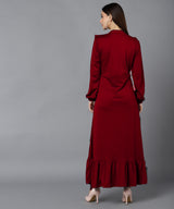 WOMEN PLEATED MAXI DRESS SHV 180 RED